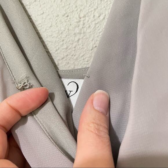 Lovely Grey Spaghetti Strap Wrap Maxi Dress Formal Bridesmaid Womens 10 Formal - Picture 5 of 11